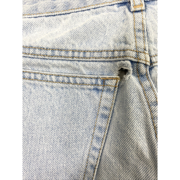 Vintage Guess Jeans Girls Sz 14 Light Wash Denim Straight Holes Distress Hi Rise - Picture 5 of 12